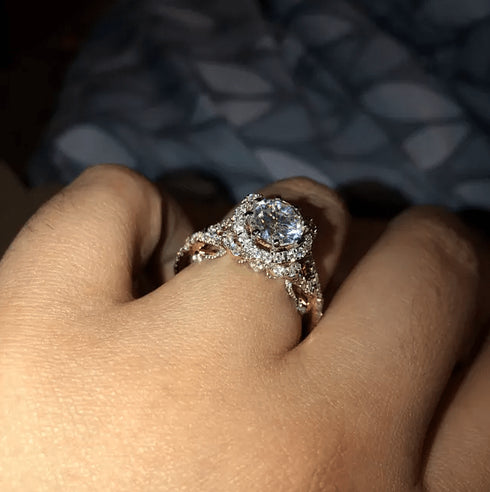 14K/18K Solid Rose Gold Flower Cut 2 CT Moissanite Engagement Ring