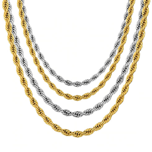 14k Gold 316L Stainless Steel Rope Chain