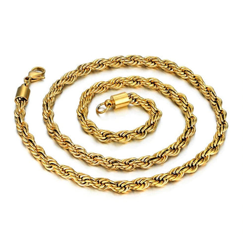14k Gold 316L Stainless Steel Rope Chain