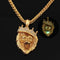 14k Gold Plated Fluorescent Lion Head Pendant Necklace