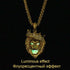 14k Gold Plated Fluorescent Lion Head Pendant Necklace