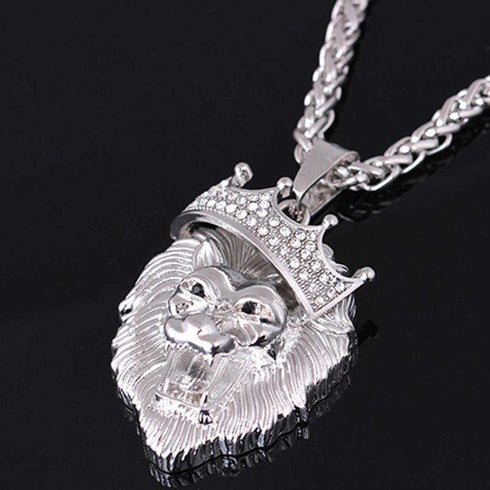 14k Gold Plated Fluorescent Lion Head Pendant Necklace