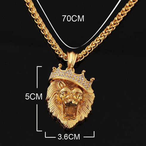 14k Gold Plated Fluorescent Lion Head Pendant Necklace