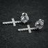 14K Solid Gold Cross Round Moissanite Earrings