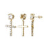14K Solid Gold Cross Round Moissanite Earrings