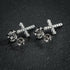 14K Solid Gold Cross Round Moissanite Earrings