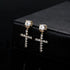 14K Solid Gold Cross Round Moissanite Earrings