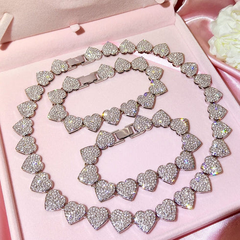 15mm Fully Bling Iced Out Tennis Chain and Bracelet Bundle