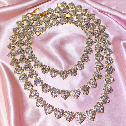 15mm Fully Bling Iced Out Tennis Chain and Bracelet Bundle