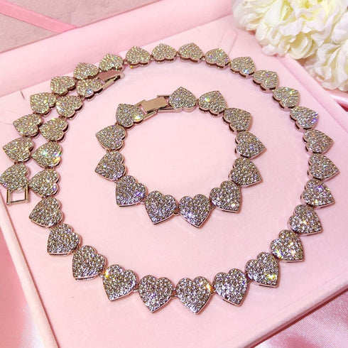 15mm Fully Bling Iced Out Tennis Chain and Bracelet Bundle