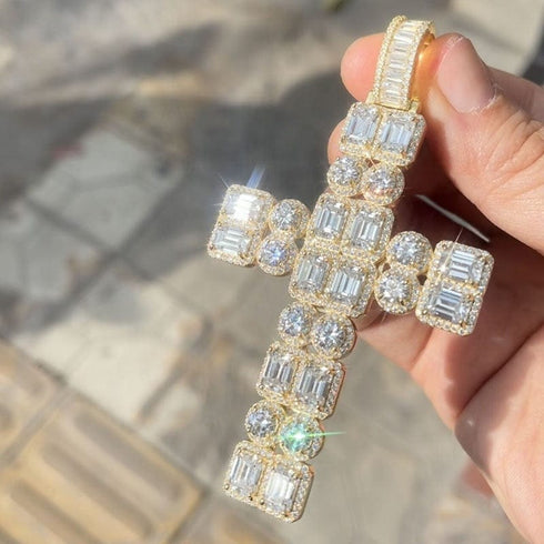 VVS Jewelry Bust Down Jesus Piece Cross Pendant