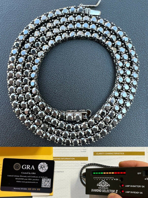 3MM Black 925 Sterling Moissanite Tennis Chain