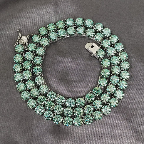 VVS Jewelry Rare Blue/Green 925 Sterling Silver Moissanite Tennis Chain