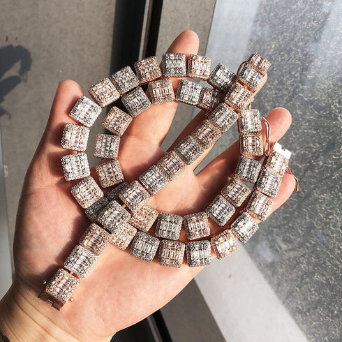 Thicc 12mm 2 tone Baguette Tennis Chain