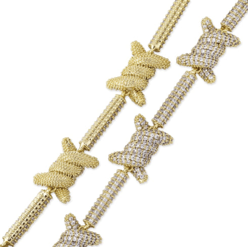 18K Gold/Silver Micro Pave Knot Cuban Chain + FREE Bracelet Bundle