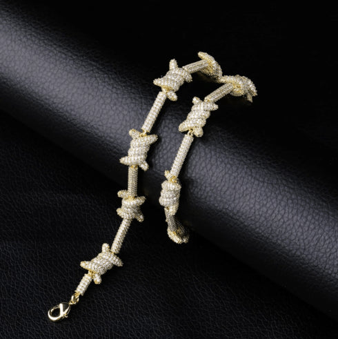 18K Gold/Silver Micro Pave Knot Cuban Chain + FREE Bracelet Bundle