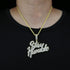 18K Gold "Stay Humble" Baguette Pendant Necklace