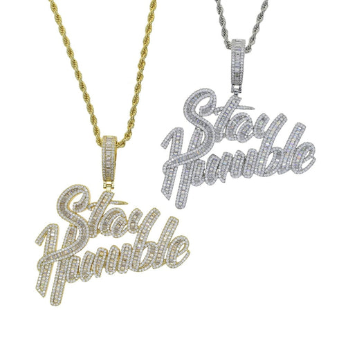 18K Gold "Stay Humble" Baguette Pendant Necklace