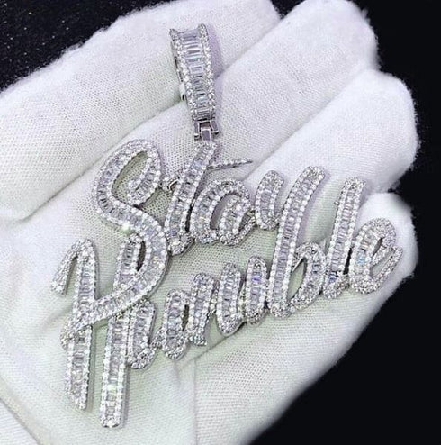 18K Gold "Stay Humble" Baguette Pendant Necklace