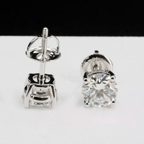 18K Solid Gold 5mm 1ct VVS Moissanite Diamond Stud Earrings