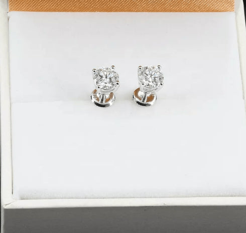 18K Solid Gold 5mm 1ct VVS Moissanite Diamond Stud Earrings