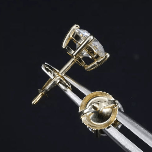18K Solid Gold 5mm 1ct VVS Moissanite Diamond Stud Earrings