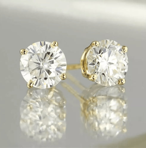 18K Solid Gold 5mm 1ct VVS Moissanite Diamond Stud Earrings