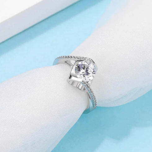 1CT 6.5mm 925 Sterling Silver Moissanite Ring