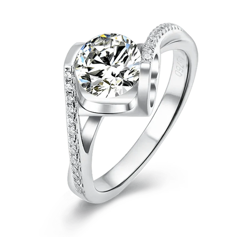 1CT 6.5mm 925 Sterling Silver Moissanite Ring