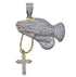 Iced Praying Hands Cross Pendant Chain