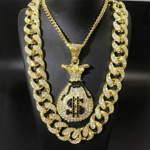 Moneybagg Dollar Chain and Cuban Choker Bundle