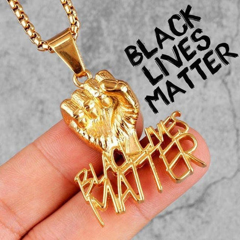 Black Lives Matter Fist Gold Pendant Necklace