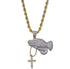 Iced Praying Hands Cross Pendant Chain