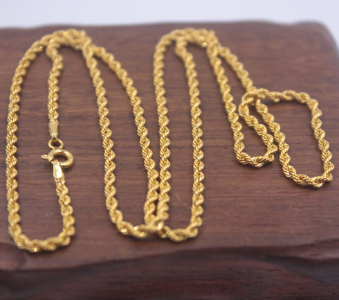 Solid 18K Yellow Gold Rope Chain