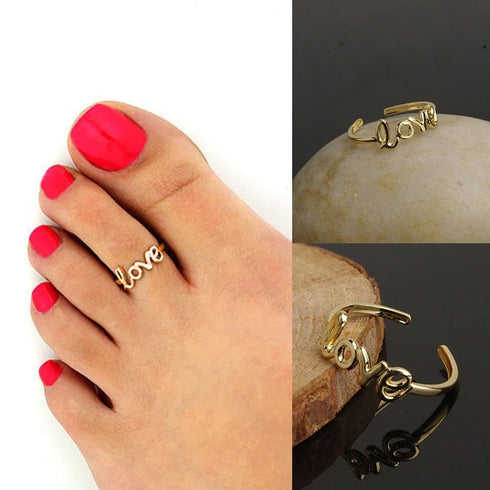 2pcs LOVE Adjustable Toe Ring