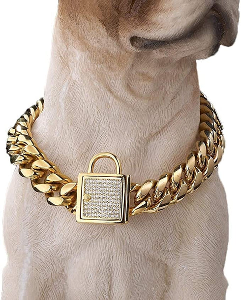 VVS Jewelry 18k Gold 14mm Luxury Cuban Link Dog Collar