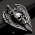 316L Stainless Steel Vintage Skull Sword Wings Pendant
