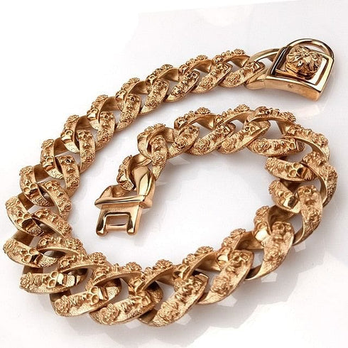 Thicc Skull Face Cuban Link Dog Collar