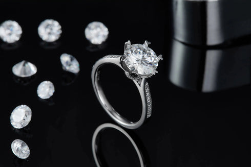 3CT S925 Sterling Silver 6-Prong Cathedral Heart Ring