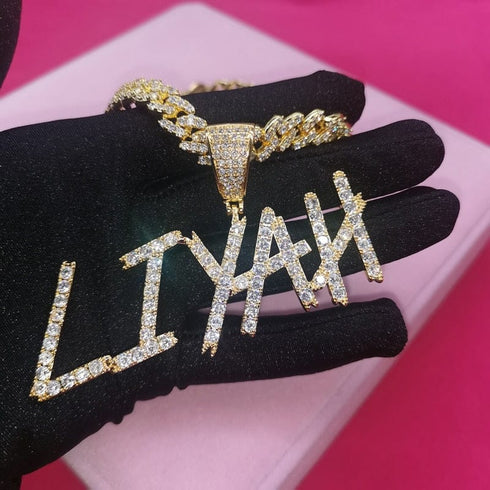 VVS Jewelry 9MM Custom Cuban Name Sharp Cursive Pendant Necklace