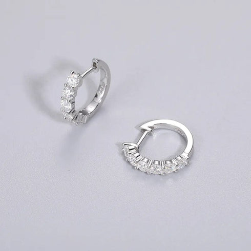 S925 VVS Moissanite Diamond Huggie CC Hoop Earrings