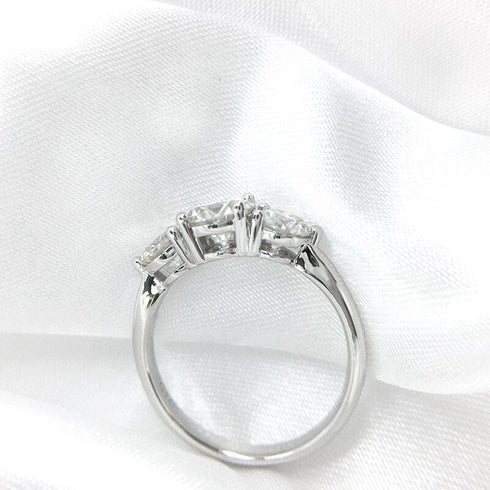 6.5mm 925 Sterling Silver Moissanite Diamond Engagement Ring