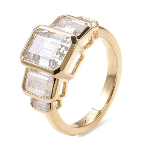 10K Gold Emerald Cut 2CT Moissanite Engagement Ring