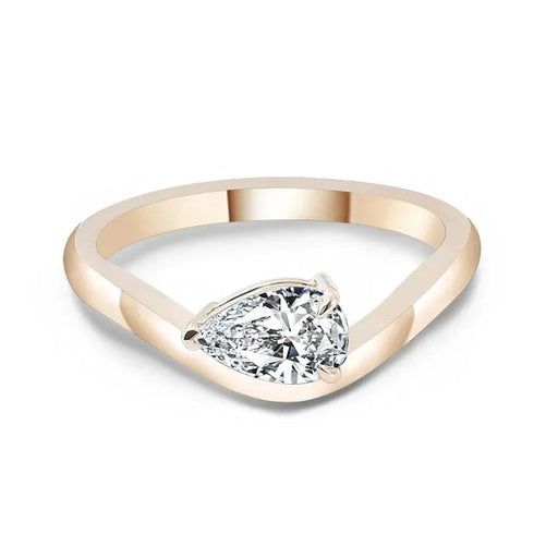 14K Solid Yellow Gold Moissanite Engagement Ring