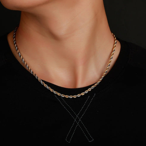 Two Tone 4mm or 6mm Premium Rope Chain