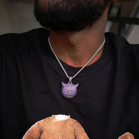 VVS Jewerly Iced Purple Devil Emoji Necklace