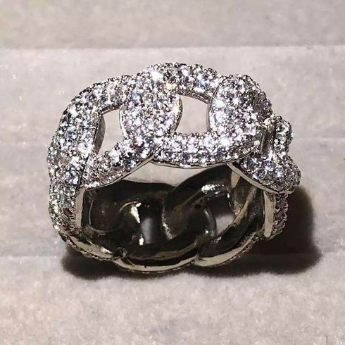 BAWS 925 Sterling Silver Cuban Link Ring