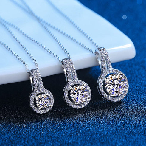 5CT Brilliant Moissanite Sterling Silver Necklace