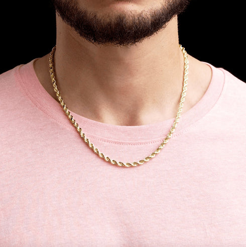 5MM 18K Solid Gold Rope Chain