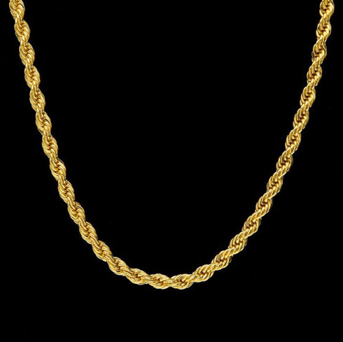 5MM 18K Solid Gold Rope Chain